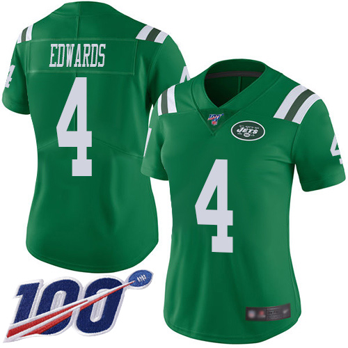 New York Jets Limited Green Women Lac Edwards Jersey NFL Football #4 100th Season Rush Vapor Untouchable